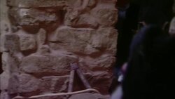 Virgin Mary sitting holding baby Jesus with wise men and Donkey nearby Stock Footage