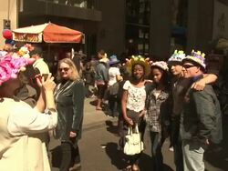 NYC's Annual Easter Bonnet Parade Stock Footage