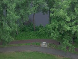 WS Walking track near mississippi river / Minneapolis, Minnesota, United States  Stock Footage