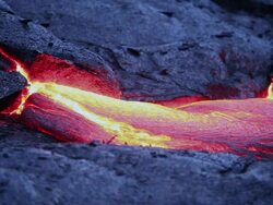 Volcanic lava flowing Stock Footage