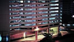 Parking lot at night Stock Footage