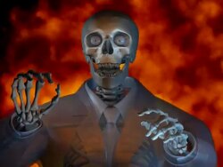 (Loop) Well dressed Halloween Spokeman, with Fire Stock Footage