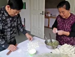 Fast Motion - Making Chinese Dumplings Stock Footage