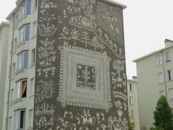 Murs Peints Les Cities Ideales,Ideal City Murals in the Etats Unis area of Lyons,ZO Stock Footage