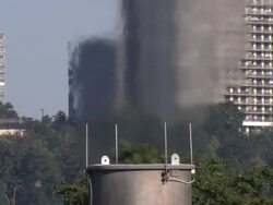 The North River Water Pollution Control Plant on the Hudson River (sewage treatment plant). Stock Footage