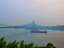 Bridge in fog Stock Footage