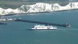 P&O ferry sailing into Port of Dover aerials News Clip