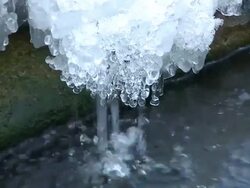 CU View of well with snow and ice / Saarburg, Rhineland-Palatinate, Germany Stock Footage