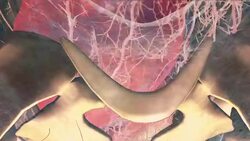 A computer animation depicts the bone structure of a T-Rex. Stock Footage