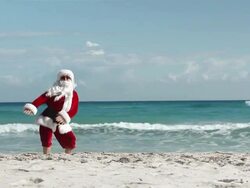 Crazy Santa Beach Stock Footage