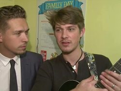 INTERVIEW: Zac Hanson, Taylor Hanson, and Isaac Hanson of the band Hanson talk about being involved in this event and the importance of arts programsÃ‰ Stock Footage