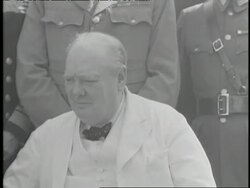 British Prime Minister Winston Churchill, United States President Franklin D. Roosevelt and Generalissimo Chiang Kai Shek attend the Cairo Conference during World War II. Stock Footage