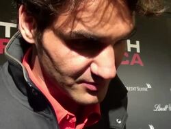 Roger Federer Interview in French. Stock Footage