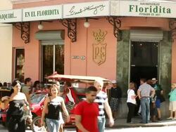 MS Shot of Floridita exterior with Bustling crowded sidewalks / Havana, Cuba  Stock Footage