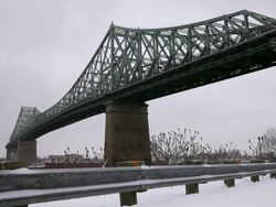 Jacques-Cartier bridge viewed from under Stock Footage