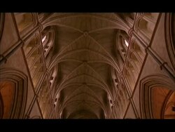 MS Tilt down from ceiling to nave of church, Guildhall, London, England Stock Footage