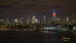 Manhattan, view of the Empire State Building and Midtown Manhattan across the Hudson River, New York, United States of America - Time lapse Stock Footage