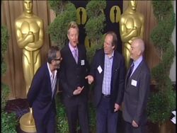 Guy Hendrix Dyas (L), Composer Hans Zimmer and Doug Mowat at the 83rd Academy Awards Nominations Luncheon at Beverly Hills CA. (Footage by WireImage Video/GettyImages) Stock Footage