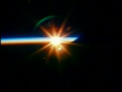 Sunset, from space, satellite shot, STS-55 Stock Footage