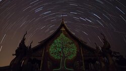 Star Trails in the night at temple. Stock Footage