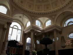 Interior of Saint Stephen Walbrook church, London Stock Footage