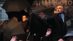 Protesters pelt President Zeman with eggs and tomatoes at anniversary celebration News Clip