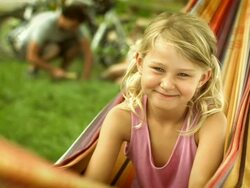 Adorable Girl In The Hammock Stock Footage