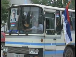BOSNIA: KARADZIC SUPPORTERS HEAD FOR BANNED SERB DEMOCRAT RALLY News Clip
