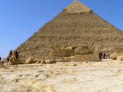 WS TU View of Pyramids with tourist in desert / Giza, Egypt Stock Footage