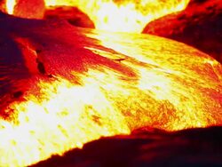Volcanic lava Flowing at night Stock Footage