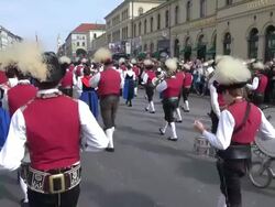MS Shot of traditional costume parade in Oktoberfest / Munich, Bavaria, Germany Stock Footage