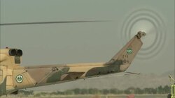 The tail rotor spins on a military helicopter. Stock Footage