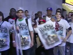 ATMOSPHERE: fans at the 'Halo:Reach' Midnight Madness Launch Event with Kid Cudi at New York NY. (Footage by WireImage Video/GettyImages) Stock Footage