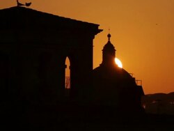 Rome from Capitol Hill at sunset Stock Footage