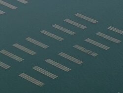 MS AERIAL Shot of Mussel Beds in Bay at Sete / Languedoc Roussillon, France Stock Footage