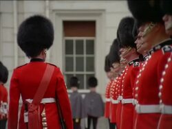 Guards of Household division, officer inspecting ranks, London, England, UK Stock Footage