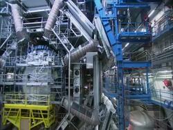 ATLAS (a torodial LHC apparatus) detector under construction at CERN (the European particle physics laboratory) near Geneva, Switzerland Stock Footage