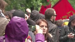 Anti-capitalist protesters rally in front of ECB against austerity measures Instructional Video