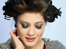 Girl With Curlers Stock Footage