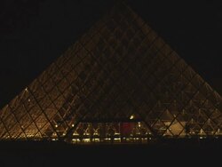 MS Louvre pyramid at night / Paris, France Stock Footage