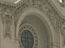 MS Stone relief carvings in face of Saint Paul Cathedral / Saint Paul, Minnesota, United States  Stock Footage