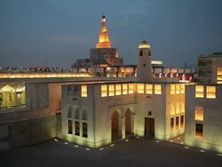 Qatar, Middle East, Arabian Peninsula, Doha, the spiral mosque of the Kassem Darwish Fakhroo Islamic Centre in Doha Stock Footage