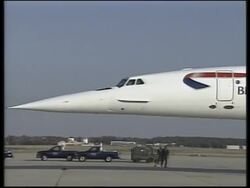 Blair arrives on special Concorde charter to meet with Bush. News Clip