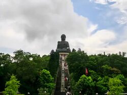 HD Time-lapse:Giant Buddha with clouds,Effect Zoom out Stock Footage