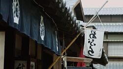 Japanese Flags Outside Edo Period Building Stock Footage