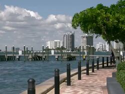 Miami Inland Waterway walkway Stock Footage