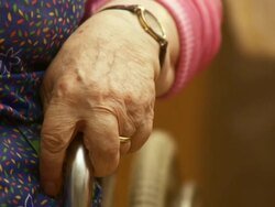 HD: Senior On A Wheelchair Stock Footage