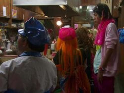 MS Shot of young trendily dressed people talking, eating and having fun in small restaurant / Tokyo, Japan Stock Footage