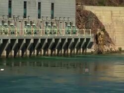 ZO, WS, Hydroelectric power plant at Parker Dam on Colorado River, Arizona, USA Stock Footage