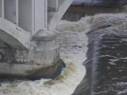 MS Flowing water of mississippi river / Minneapolis, Minnesota, United States  Stock Footage